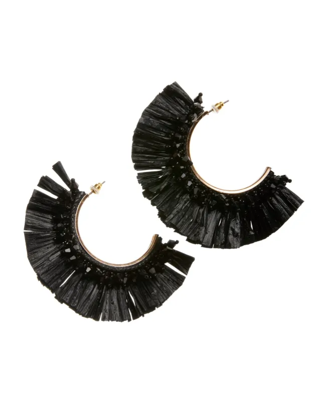 Beaded Raffia Earring Black sold by Boston Proper