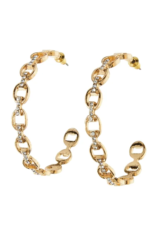 Chain Link Hoop Earrings Gold sold by Boston Proper