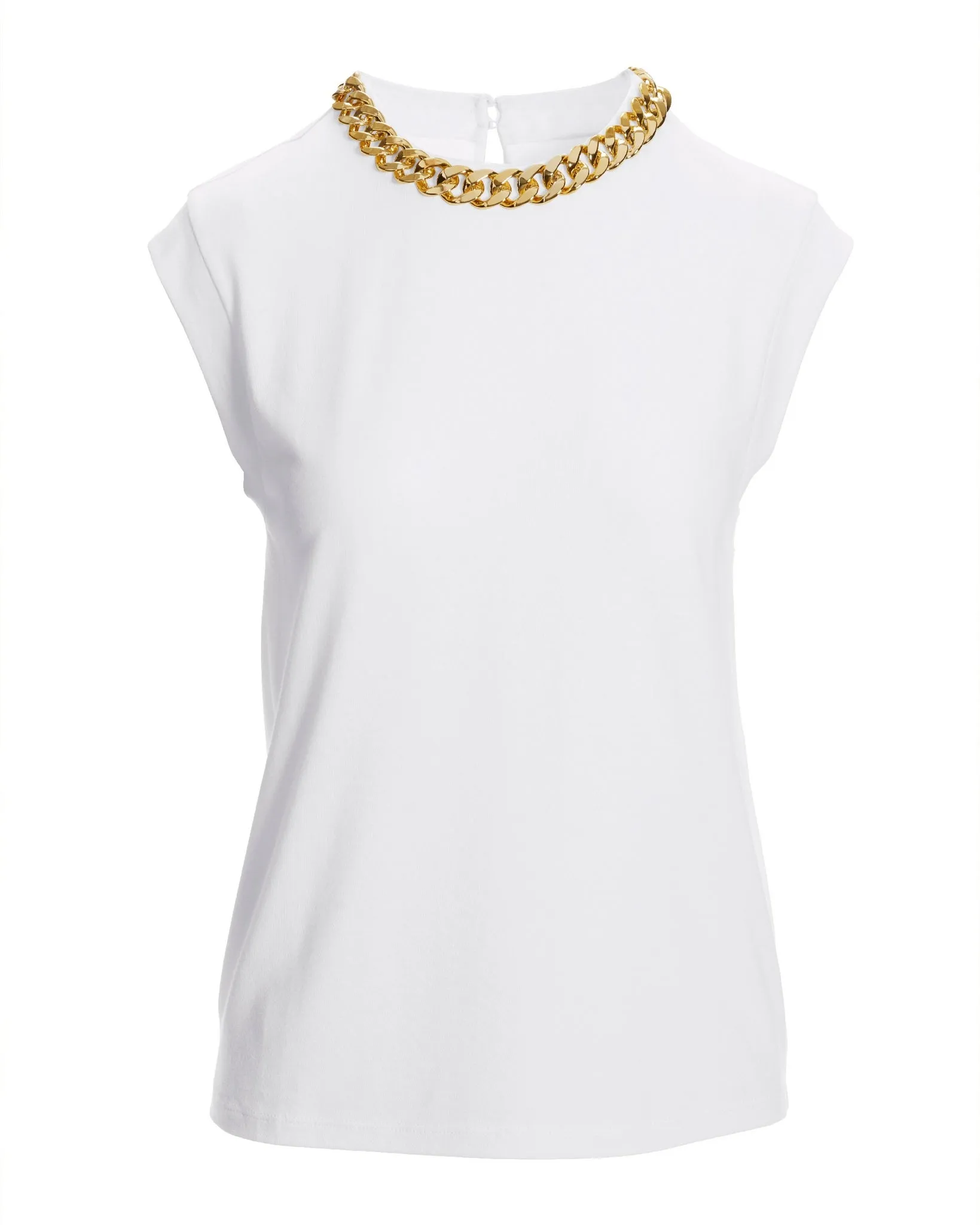 Chain Neck Short Sleeve Tee White/Gold sold by Boston Proper product image thumbnail 2