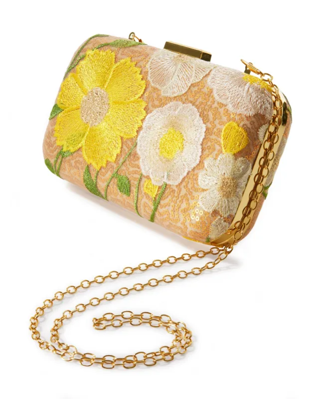 Sequin Floral Embroidered Clutch Yellow Multi sold by Boston Proper