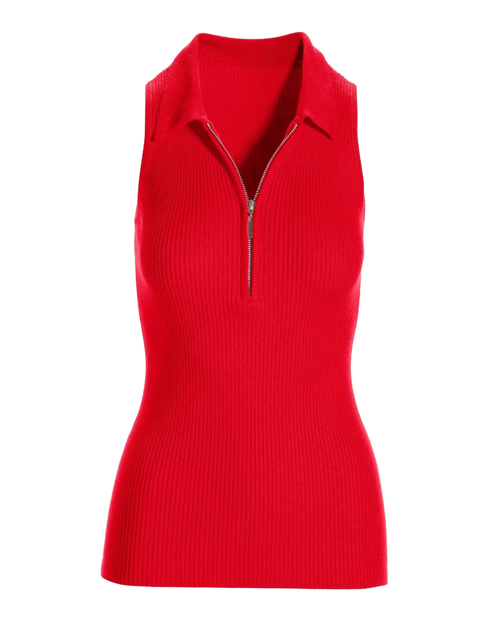 Sleeveless Ribbed Half-Zip Sweater Racing Red sold by Boston Proper product image thumbnail 2