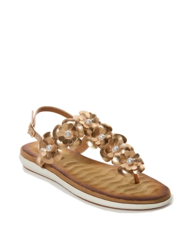Floral Backstrap Sandal Champagne sold by Boston Proper