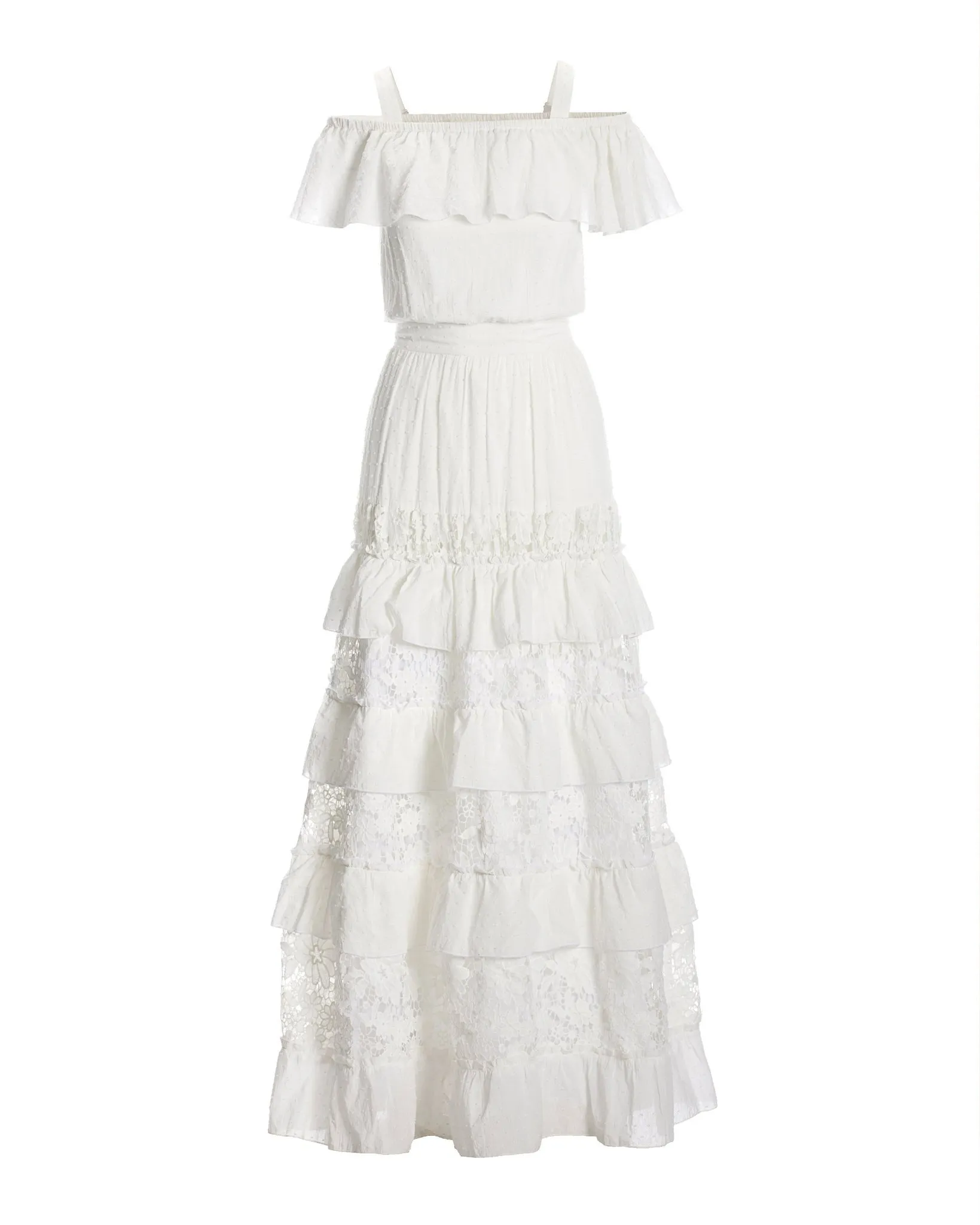 Off The Shoulder Lace Inset Blouson Maxi Dress White sold by Boston Proper product image thumbnail 2