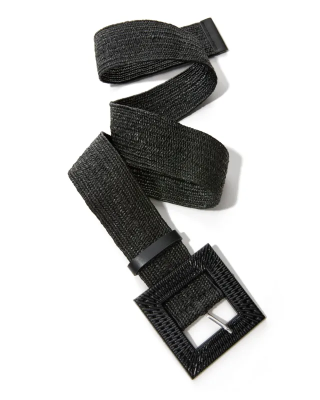 Raffia Woven Stretch Belt Black sold by Boston Proper