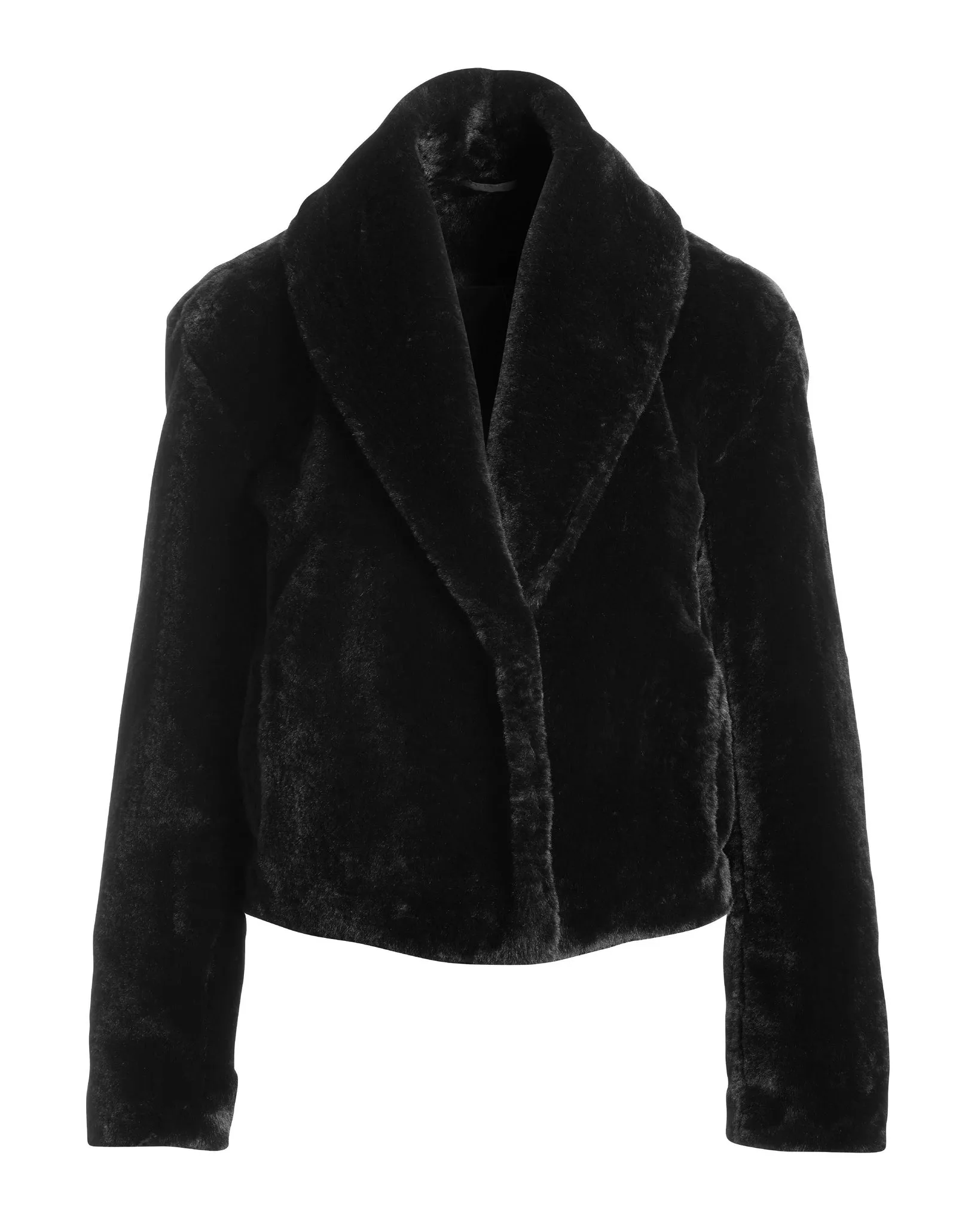 Shawl Collar Versatile Faux Fur Chubby Black sold by Boston Proper product image thumbnail 2