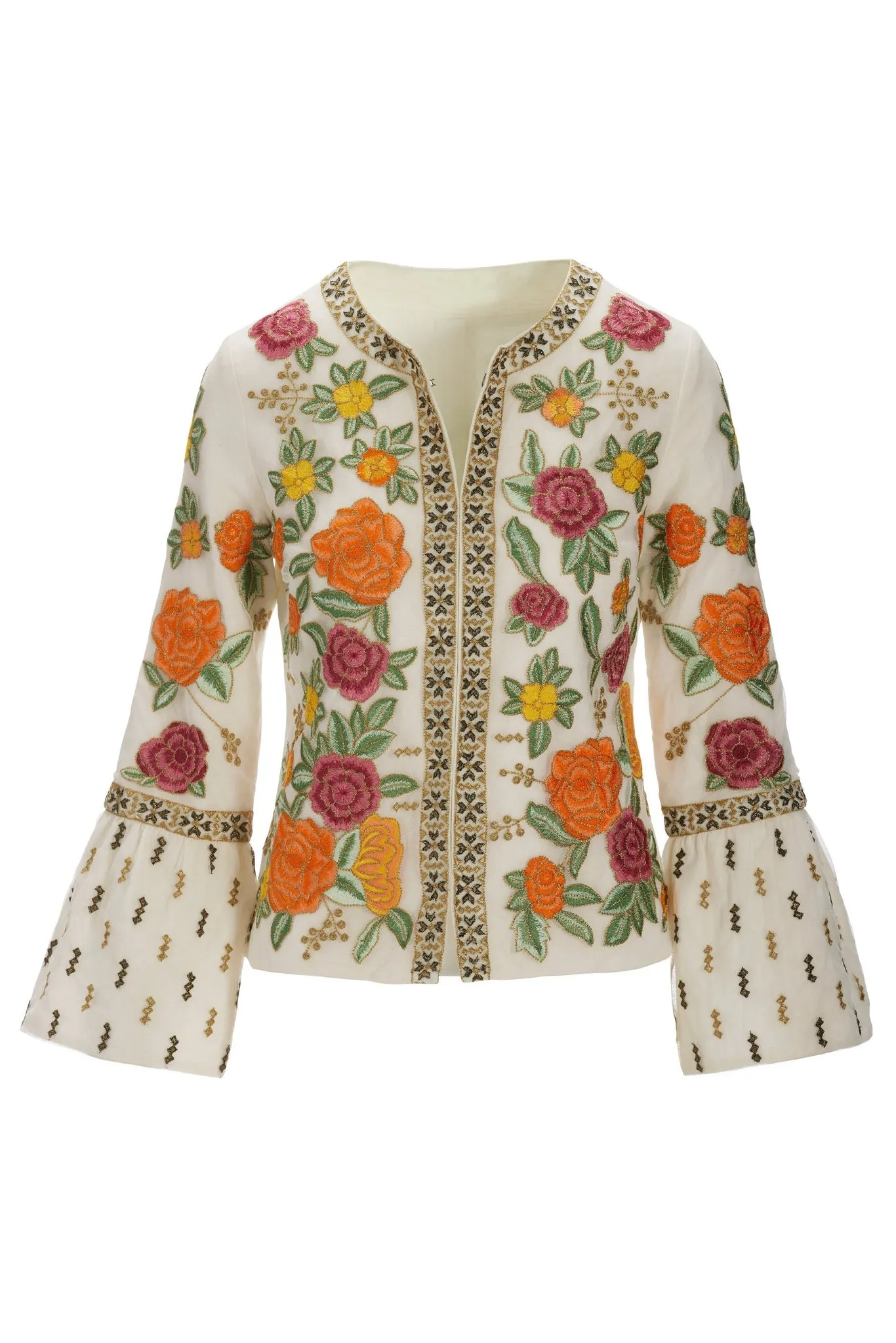 Floral Embroidered Metallic Trim Jacket Multi sold by Boston Proper product image thumbnail 2