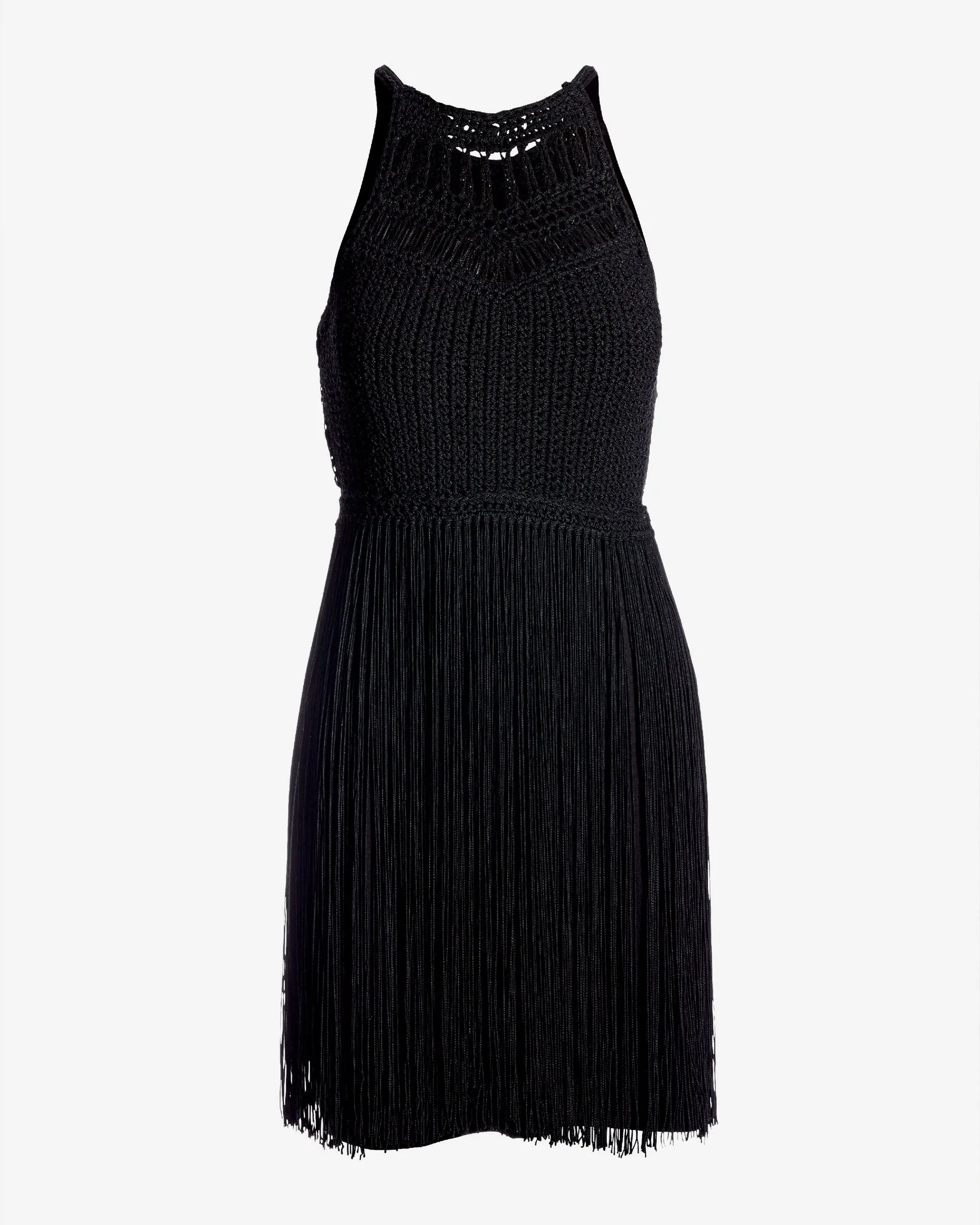 Halter Crochet Fringe Shift Dress Black sold by Boston Proper product image thumbnail 2