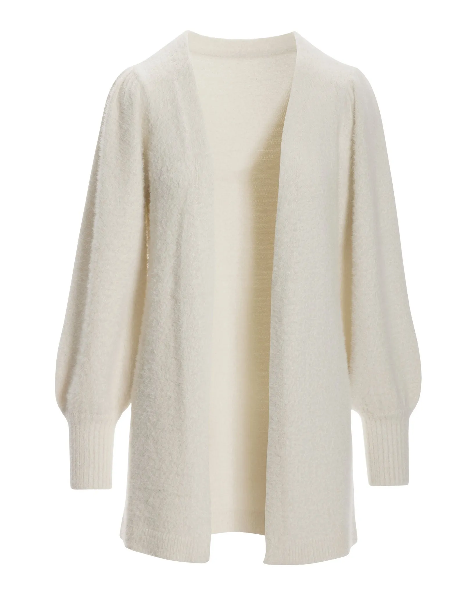 Plush Balloon Sleeve Cardigan Off White sold by Boston Proper product image thumbnail 2