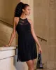 Halter Crochet Fringe Shift Dress Black sold by Boston Proper