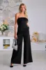 Strapless Faux-Feather Wide-Leg Jumpsuit Black sold by Boston Proper