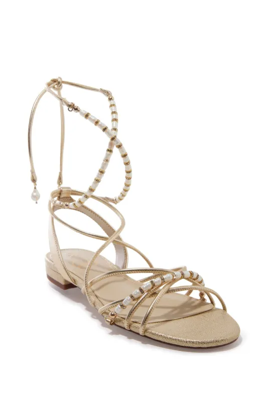 Pearl Lace Up Sandal Gold sold by Boston Proper