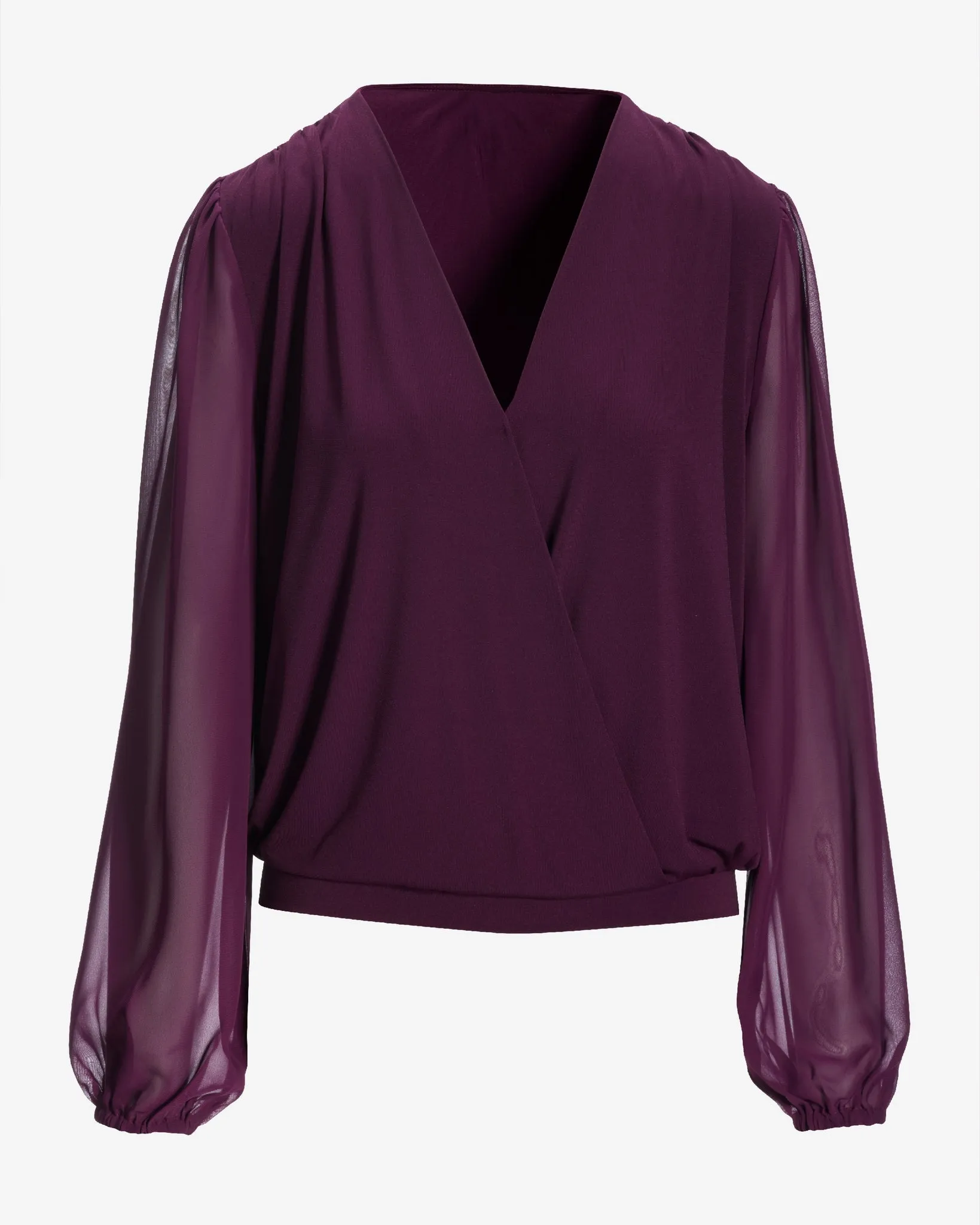 So Chic Chiffon Sleeve Surplice Top Potent Purple sold by Boston Proper product image thumbnail 2