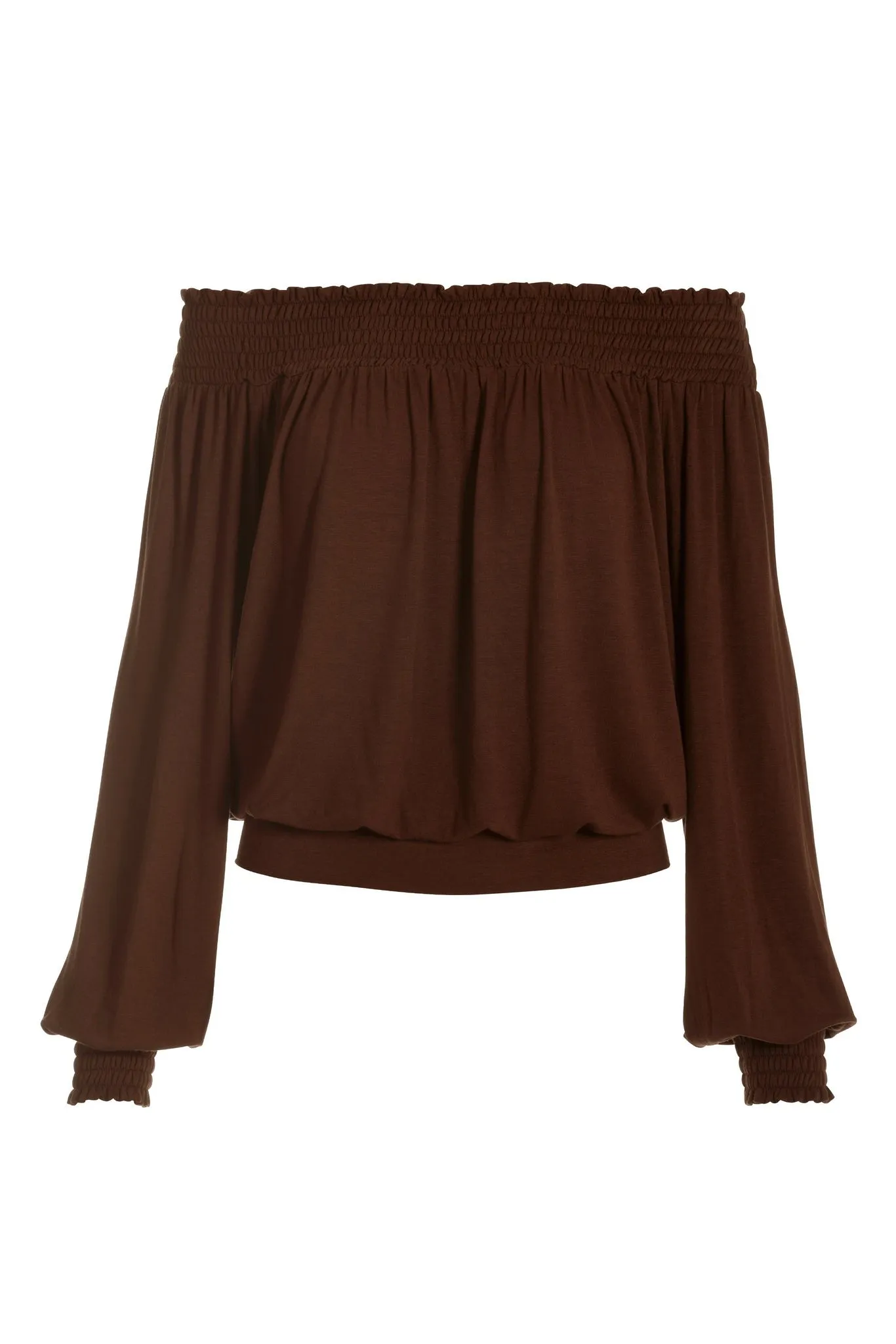 Off The Shoulder Smocked Knit Top Brown sold by Boston Proper product image thumbnail 2