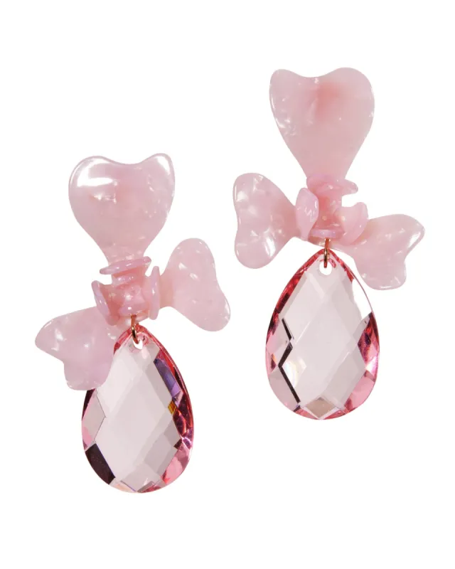 3D Floral Gem Drop Earring Pink sold by Boston Proper