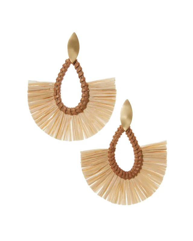 Straw Teardrop Earring Natural sold by Boston Proper