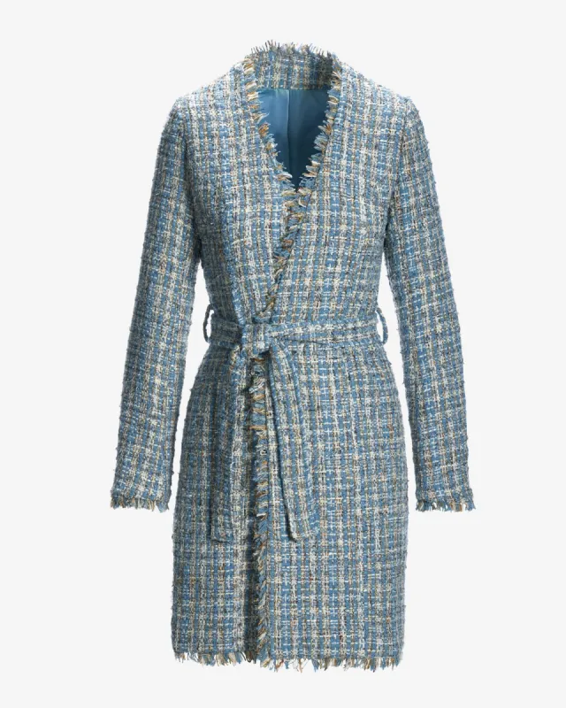 Tweed Wrap Jacket Blue Multi sold by Boston Proper