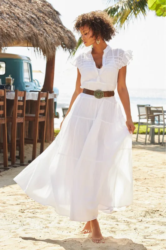 Tiered Shift Maxi Dress White sold by Boston Proper