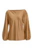 Abby Boat Neck Long Sleeve Charmeuse Blouse Champagne sold by Boston Proper