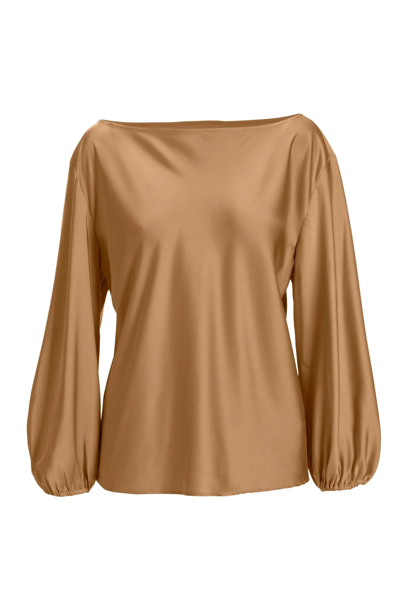 Abby Boat Neck Long Sleeve Charmeuse Blouse Champagne sold by Boston Proper product image thumbnail 2