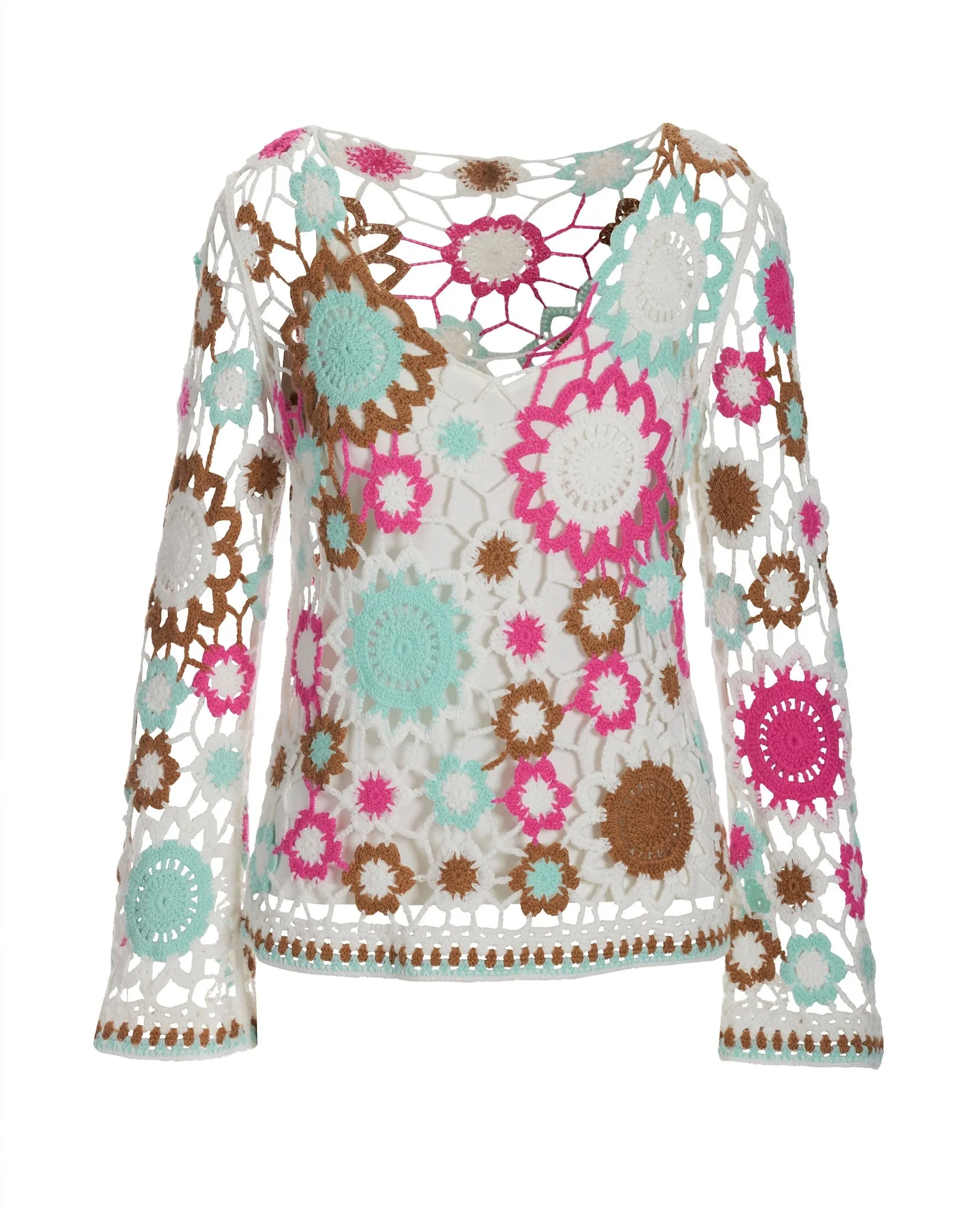 Crochet Flare Sleeve Pullover Multi sold by Boston Proper product image thumbnail 2