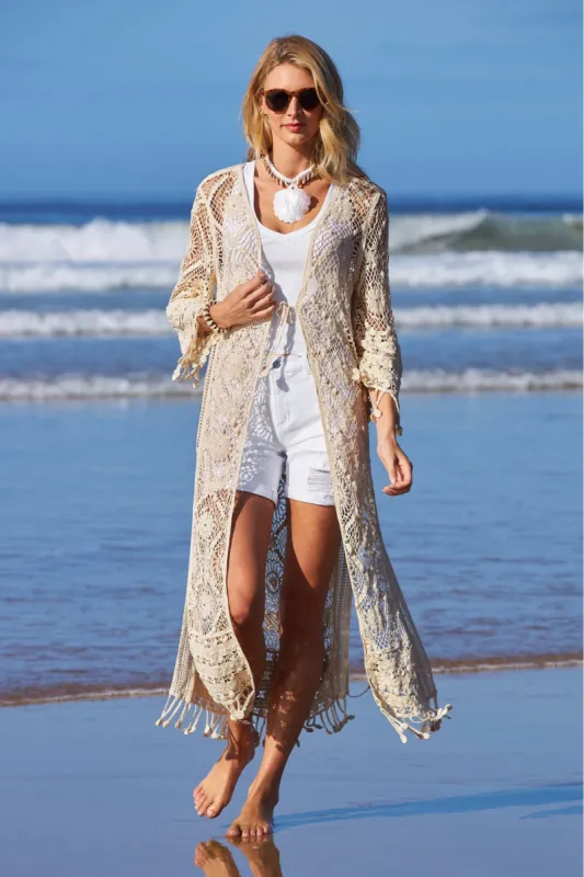 Crochet Pattern Duster Off White sold by Boston Proper