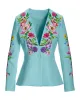 Garden Row Placed Print Peplum Scuba Blazer Blue Tint Multi sold by Boston Proper