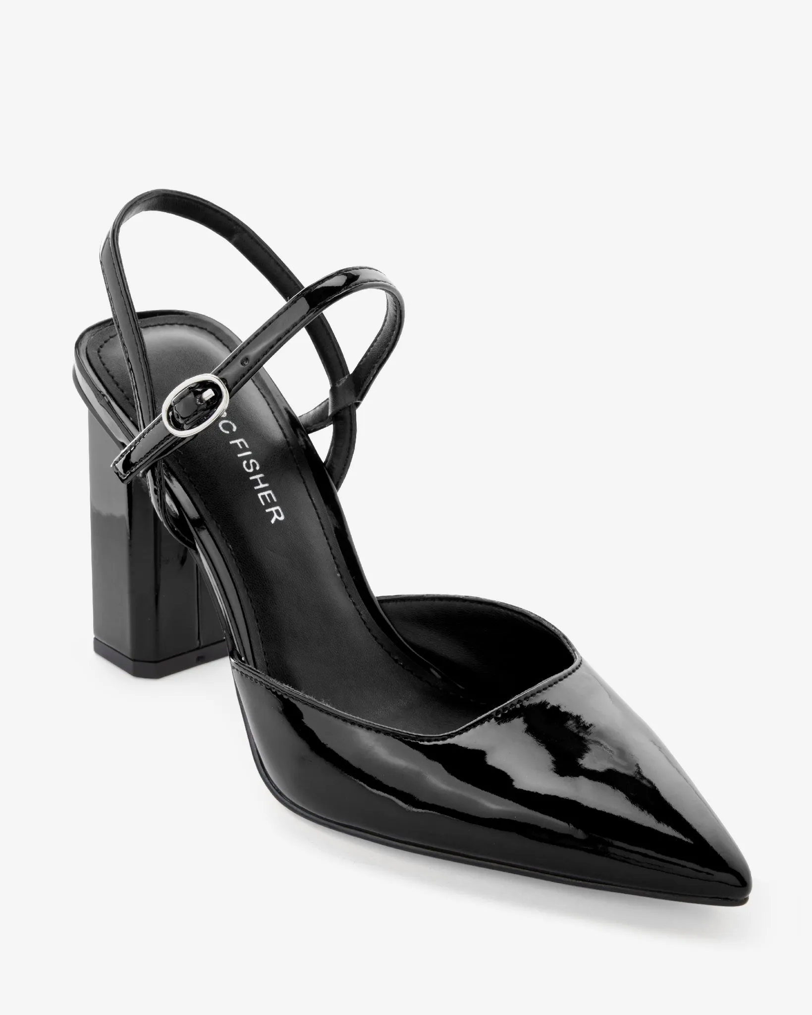 Pointed Toe Ankle Strap Block Heel Black sold by Boston Proper