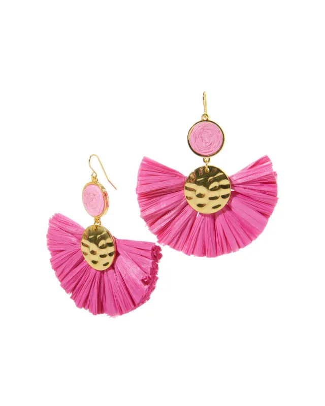 Raffia Statement Earrings Pink sold by Boston Proper