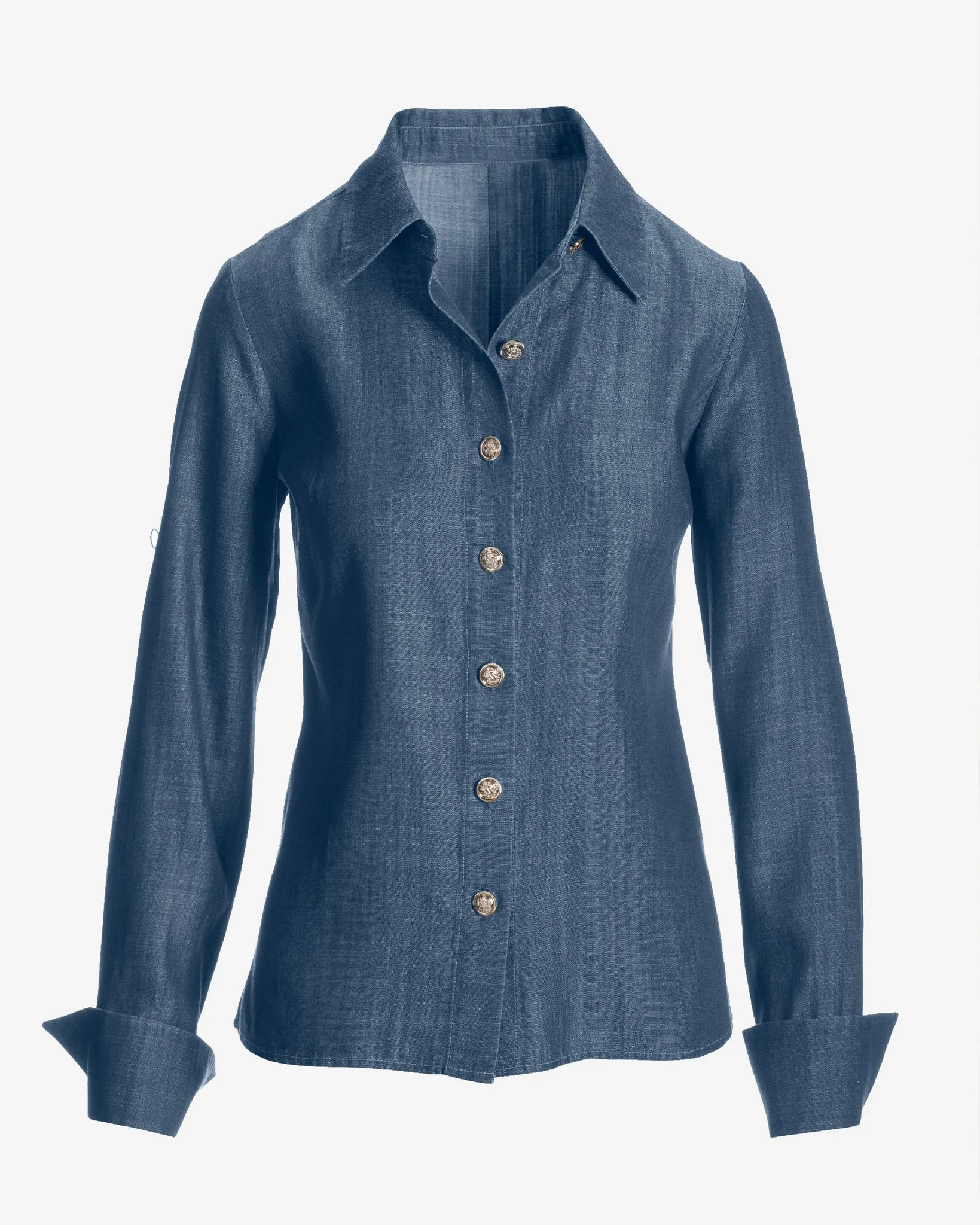 Sophia Button Up Denim Blouse Dark Rinse sold by Boston Proper
