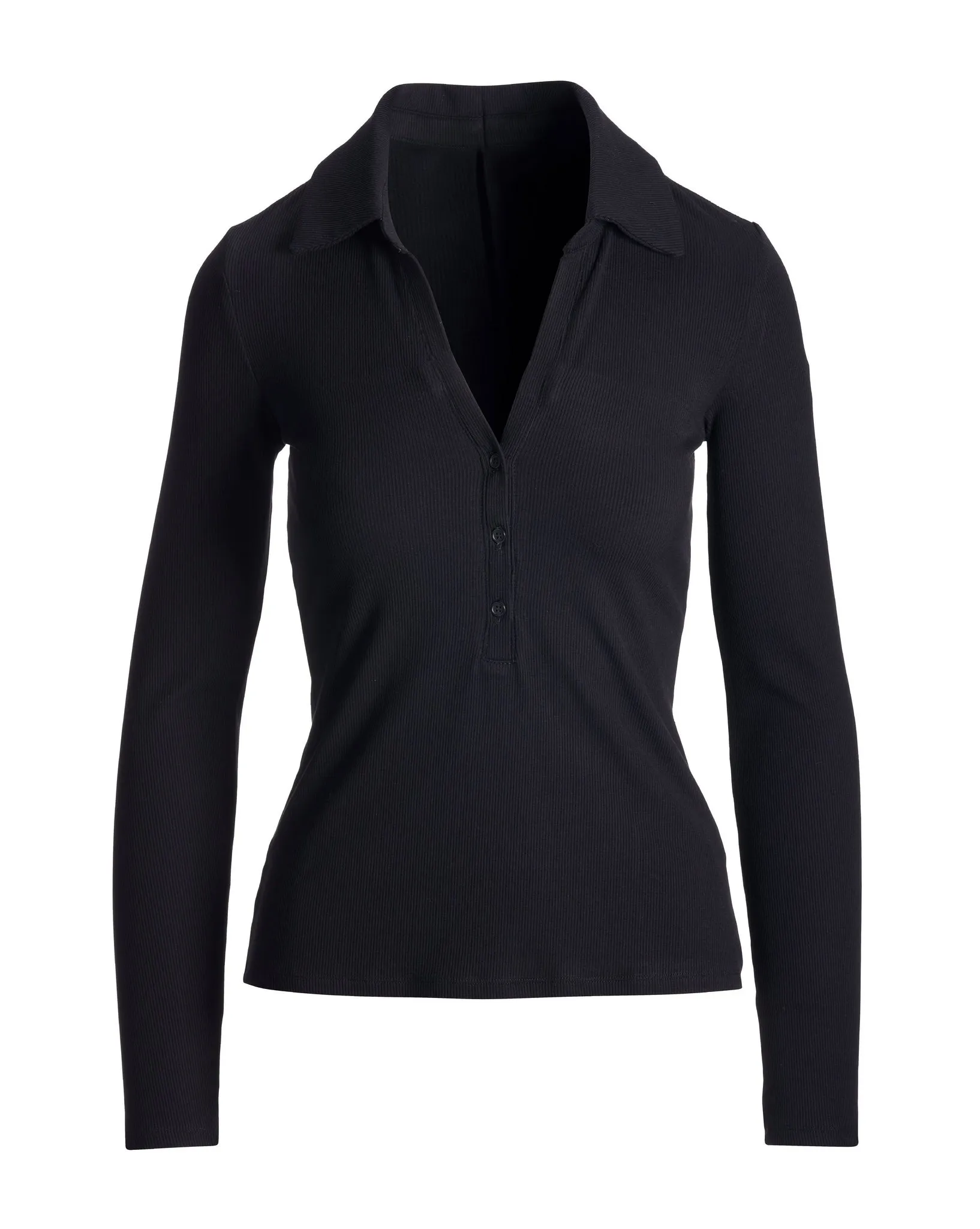 So Essential Collared Henley Ribbed Top Proper Black sold by Boston Proper product image thumbnail 2