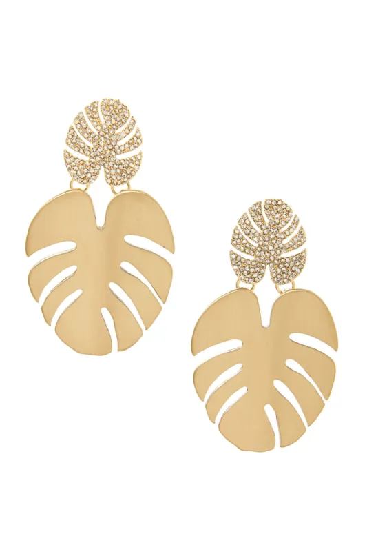 Palm Leaf Earrings Gold sold by Boston Proper
