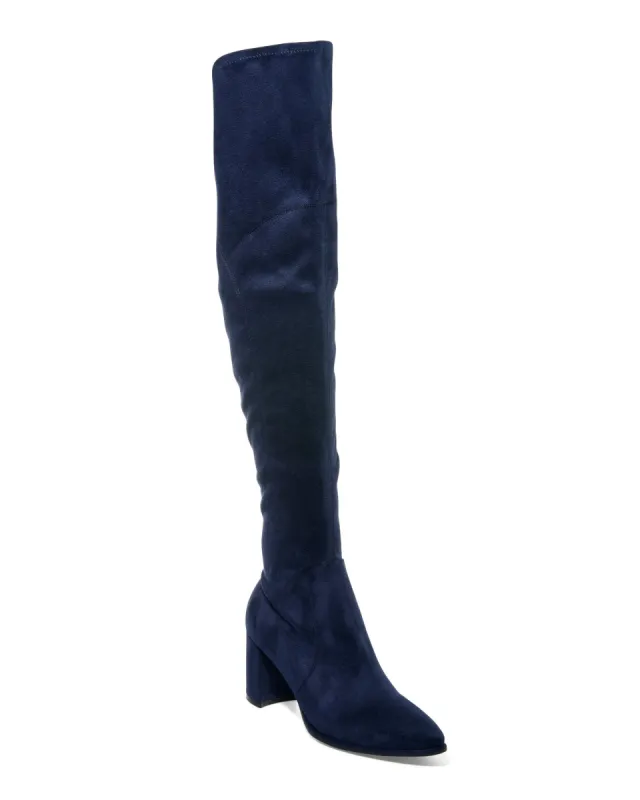 Suede Over The Knee Boot Navy sold by Boston Proper