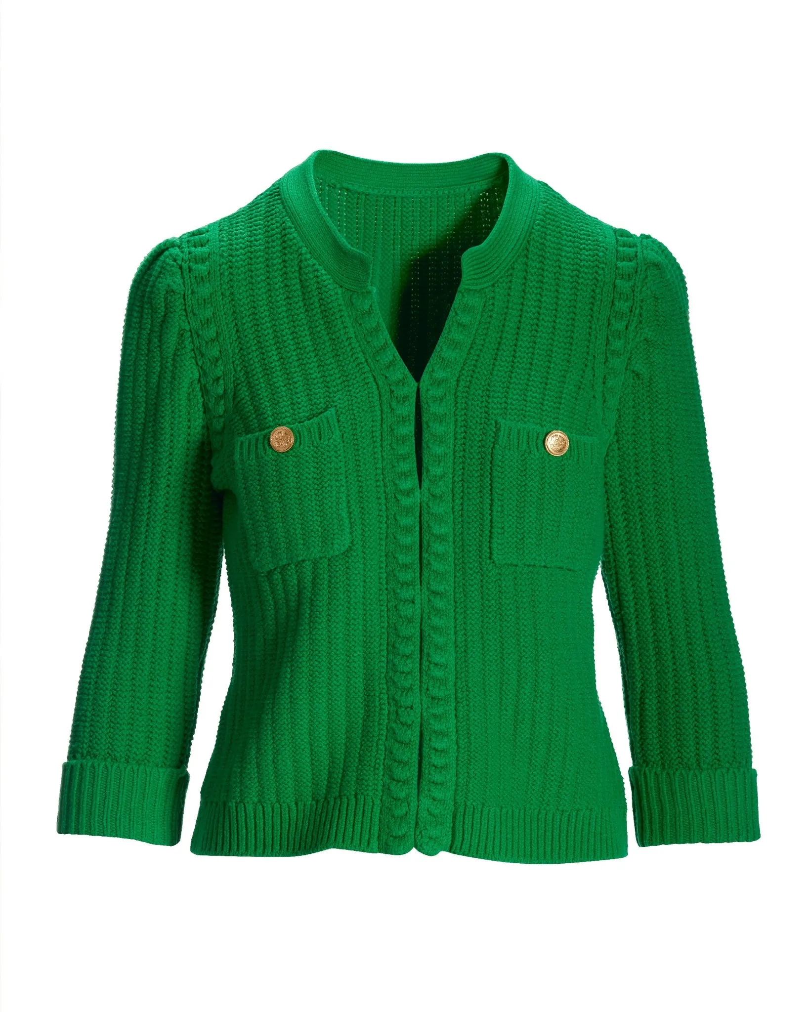 Puff Sleeve Sweater Cardigan Fern Green sold by Boston Proper product image thumbnail 2