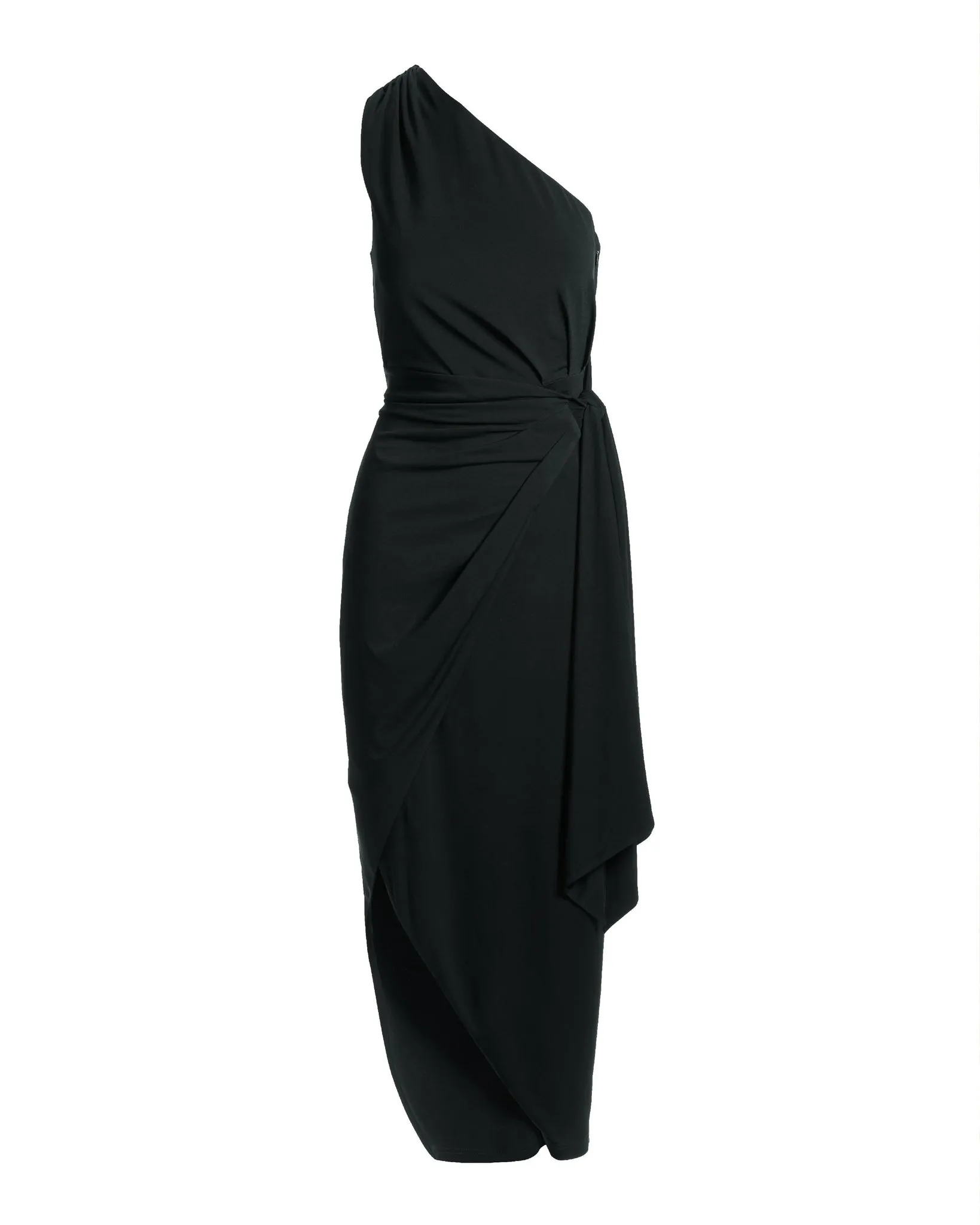 One shoulder Tie Waist Knit Dress Black sold by Boston Proper product image thumbnail 2