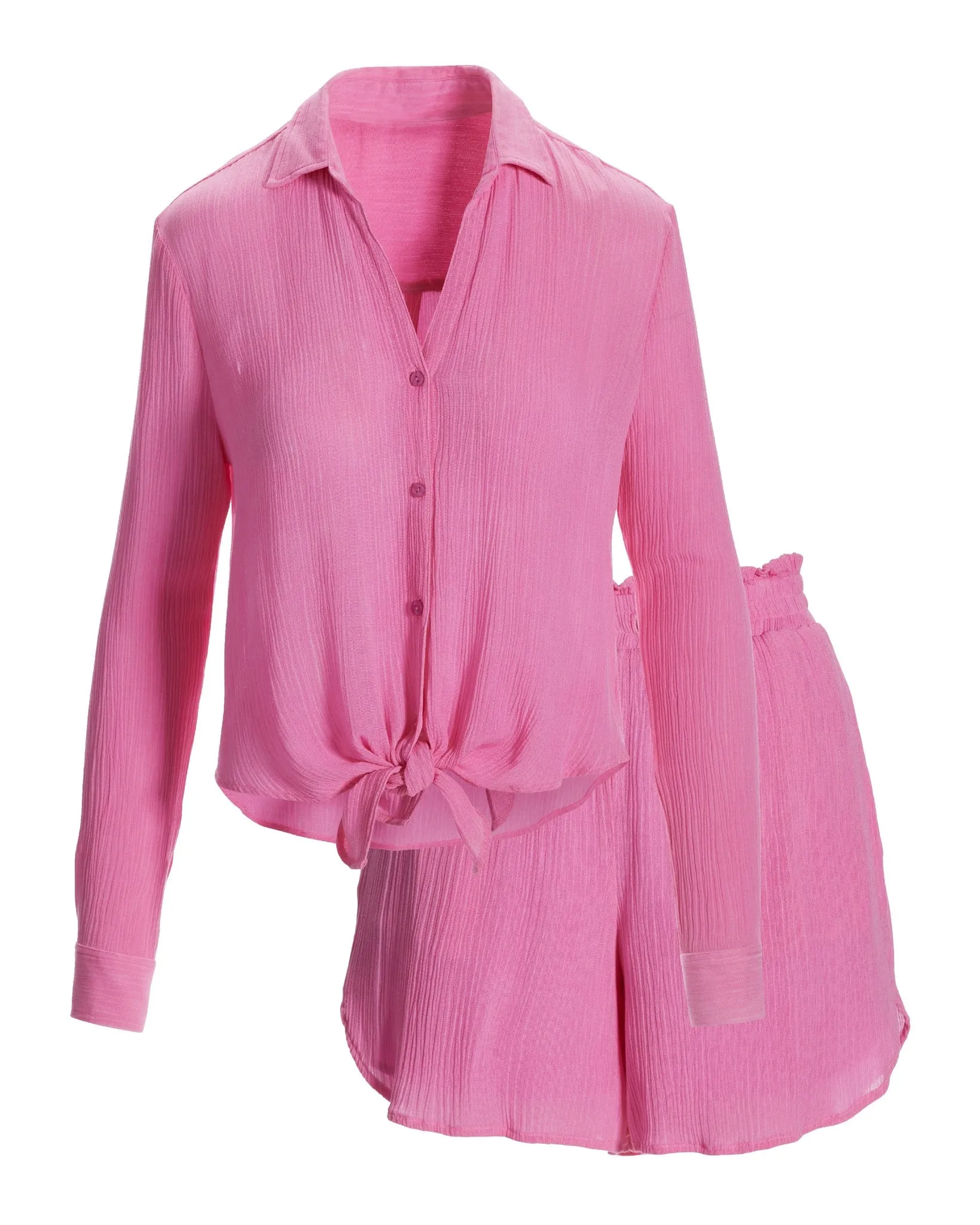 Gauze Shirt and Short Lounge Set Aurora Pink sold by Boston Proper product image thumbnail 2