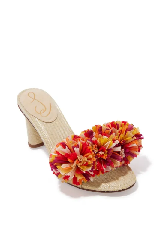 Multi Pom Pom Block Heel Multi sold by Boston Proper