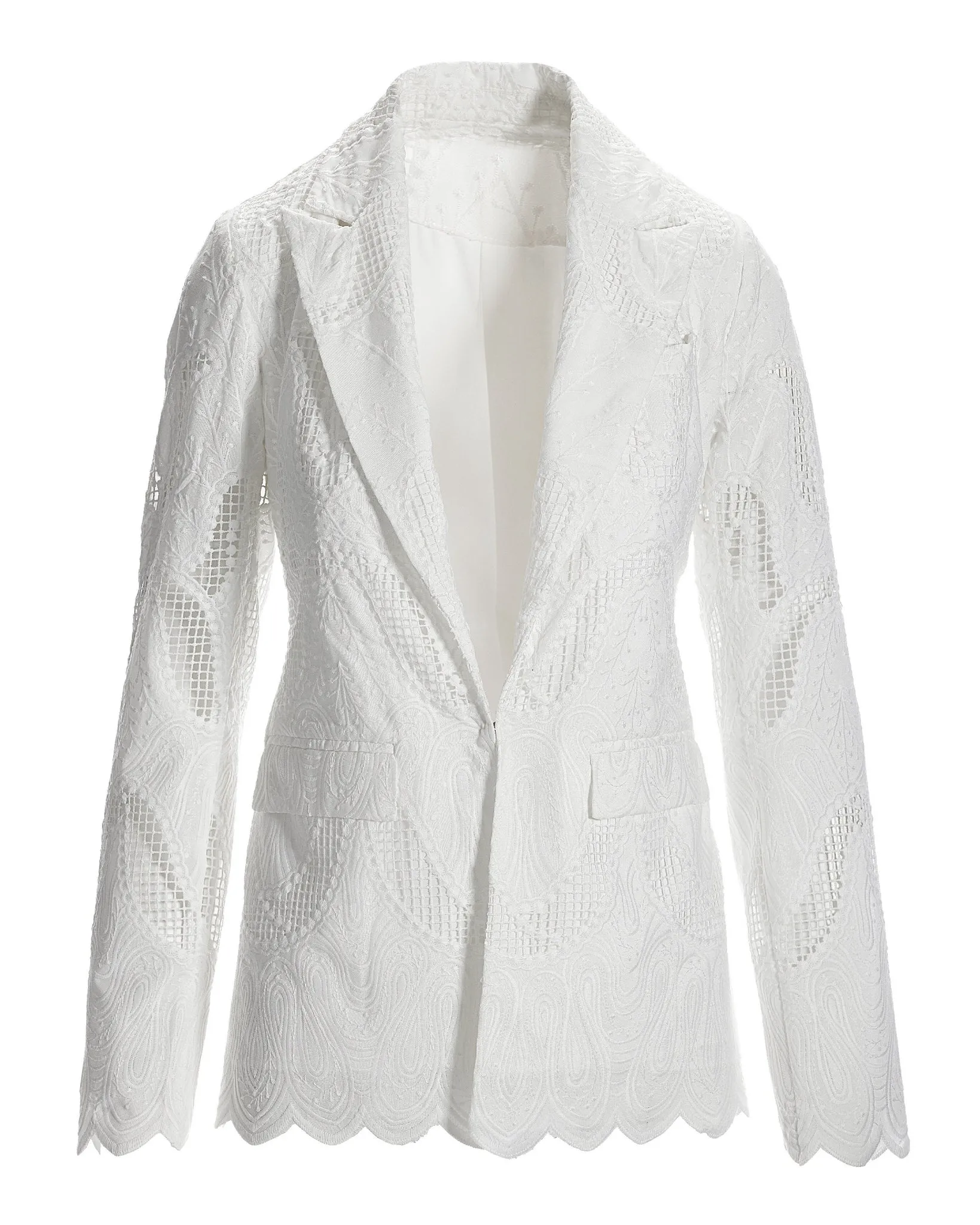 Lace Scallop Hem Single Button Blazer Off White sold by Boston Proper product image thumbnail 2