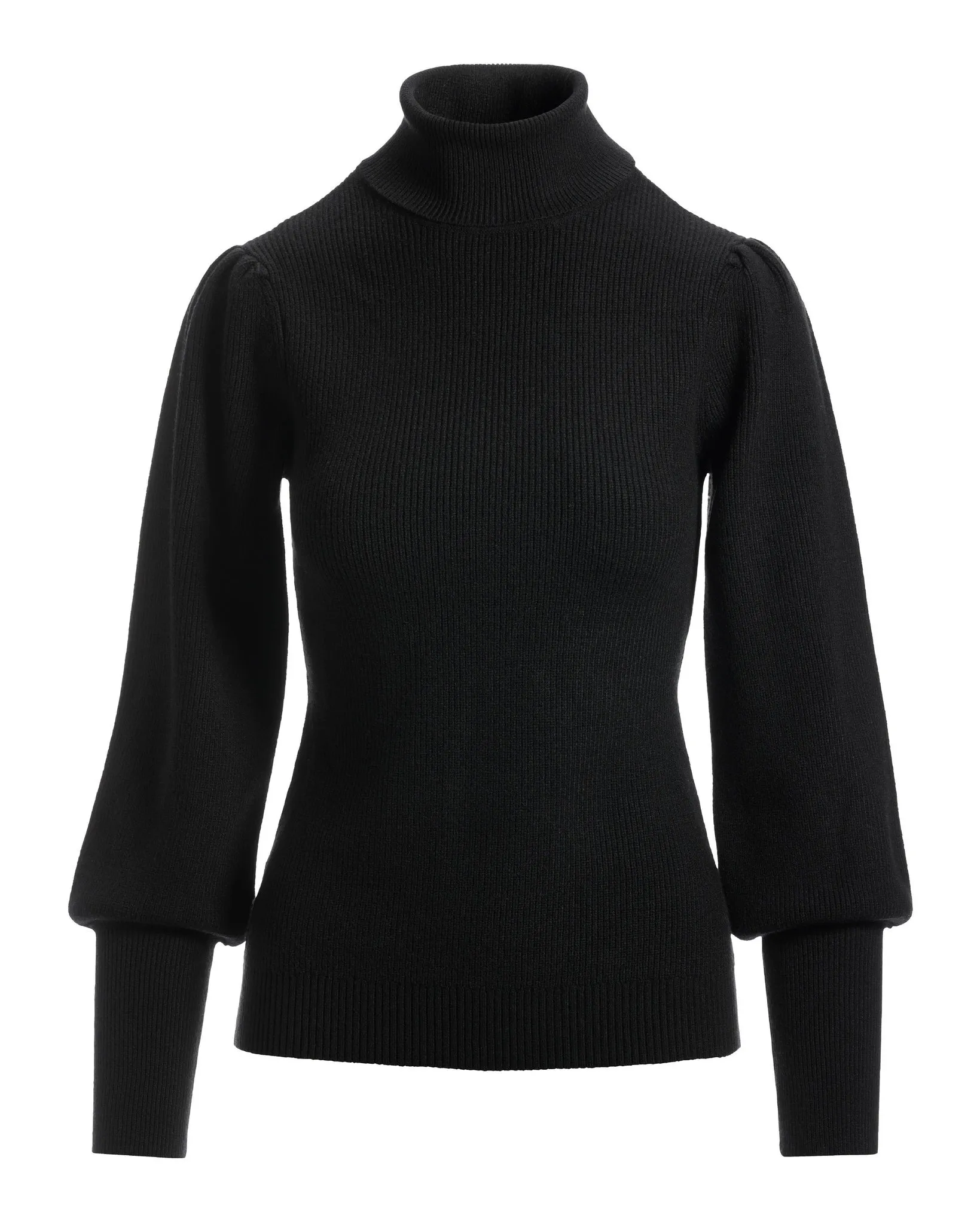 Puff Sleeve Turtleneck Sweater Black sold by Boston Proper product image thumbnail 2