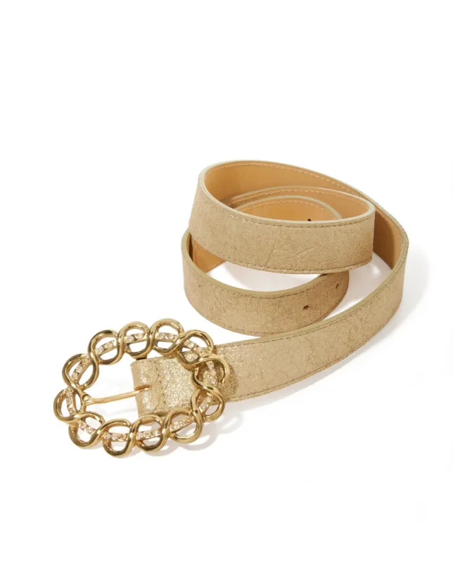 Twist Rhinestone Buckle Belt Gold sold by Boston Proper