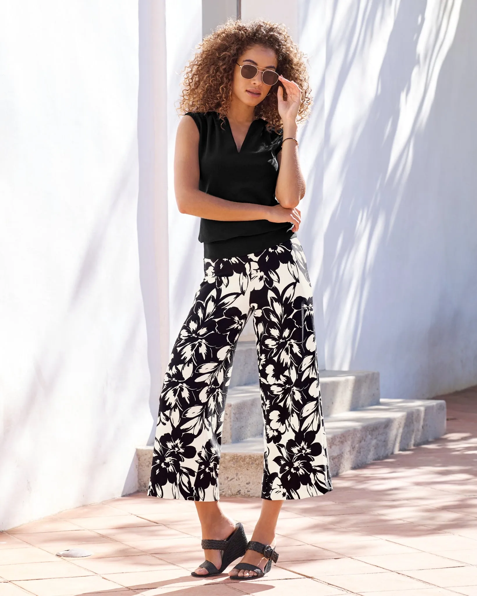 Raffia Buckle Detail Wedge Black sold by Boston Proper product image thumbnail 2