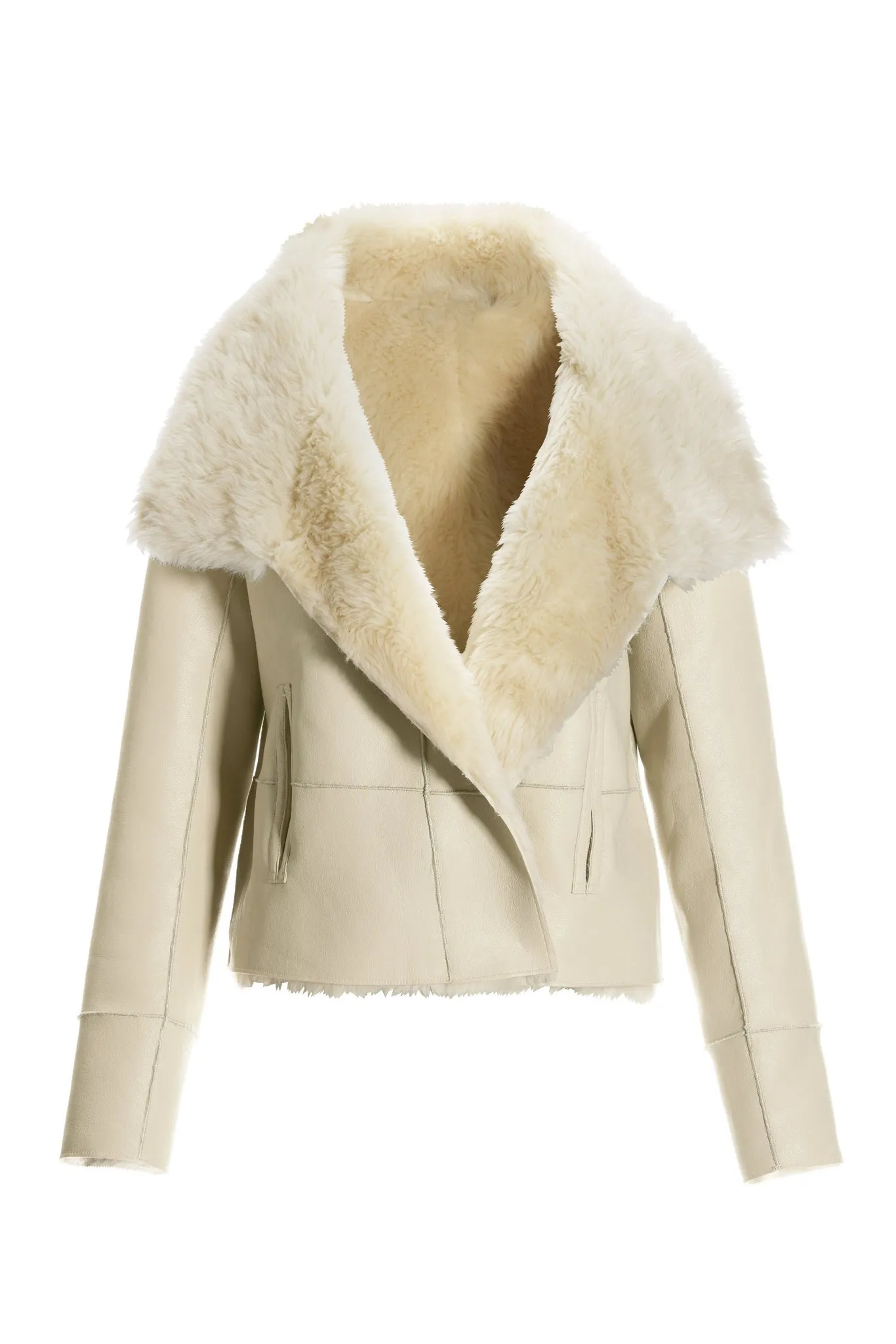 Faux Suede Faux Fur Short Coat Ivory Multi sold by Boston Proper product image thumbnail 2