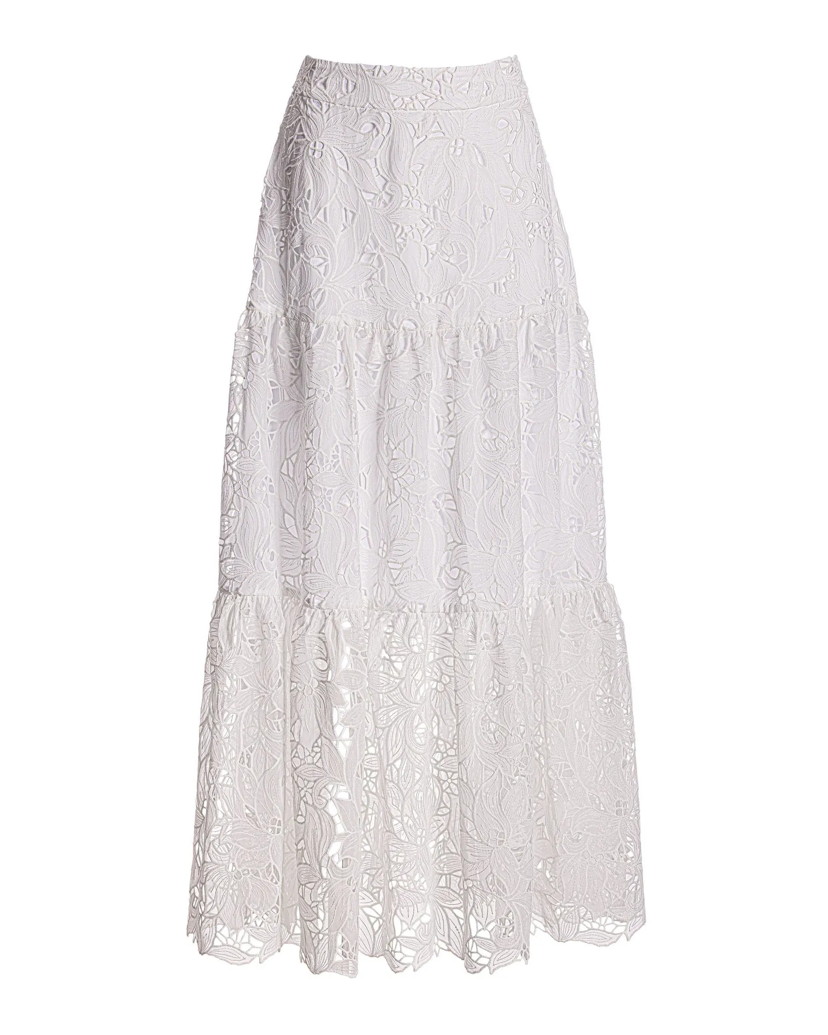 Tiered Lace Midi Skirt White sold by Boston Proper product image thumbnail 2