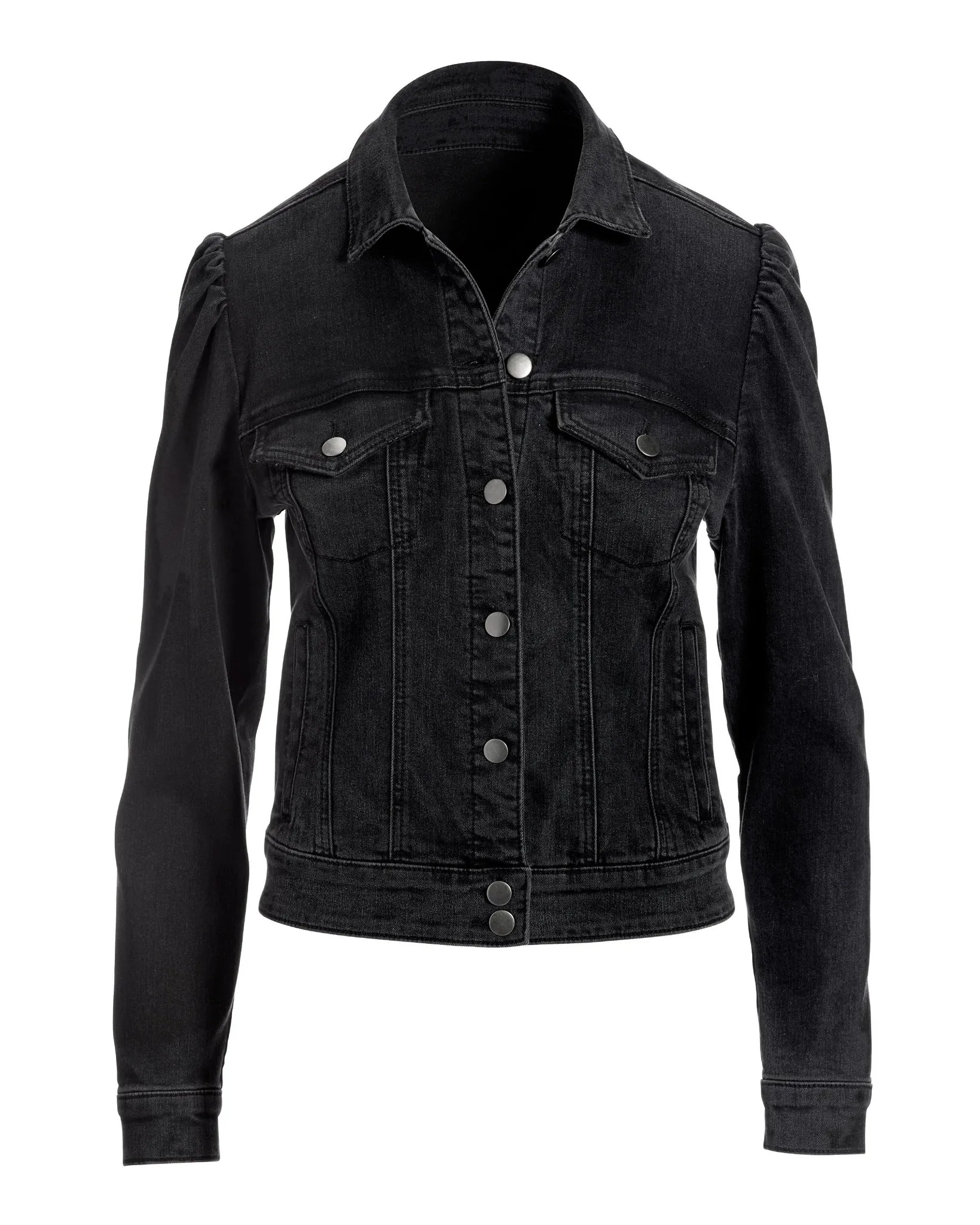 Denim Puff-Sleeve Jacket Black Wash sold by Boston Proper product image thumbnail 2