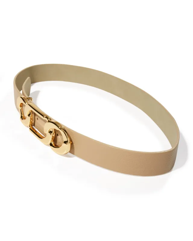 Gold Chain Link Buckle Belt Taupe sold by Boston Proper
