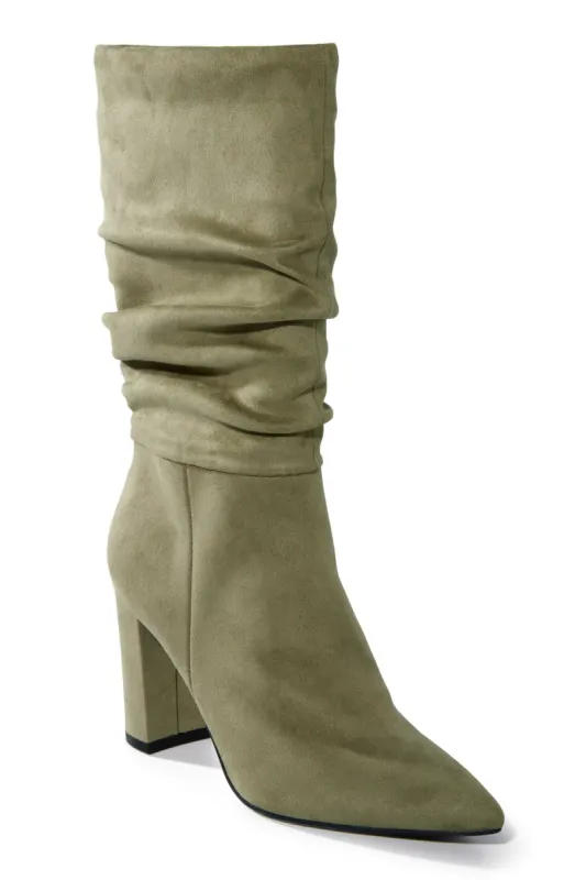 Suede Slouchy Boot Olive sold by Boston Proper