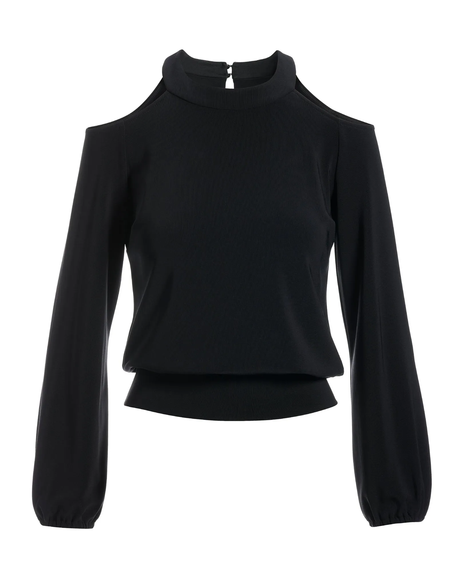 Beyond Travel Cold Shoulder Long Sleeve Blouson Top Jet Black sold by Boston Proper product image thumbnail 2
