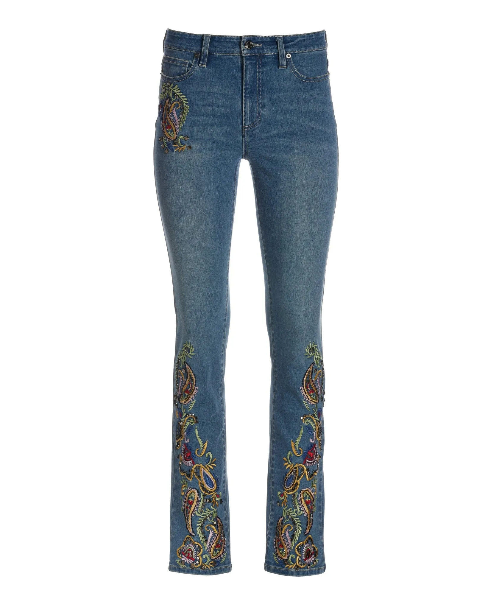 Paisley Embroidered And Embellished Denim Medium Wash sold by Boston Proper product image thumbnail 2