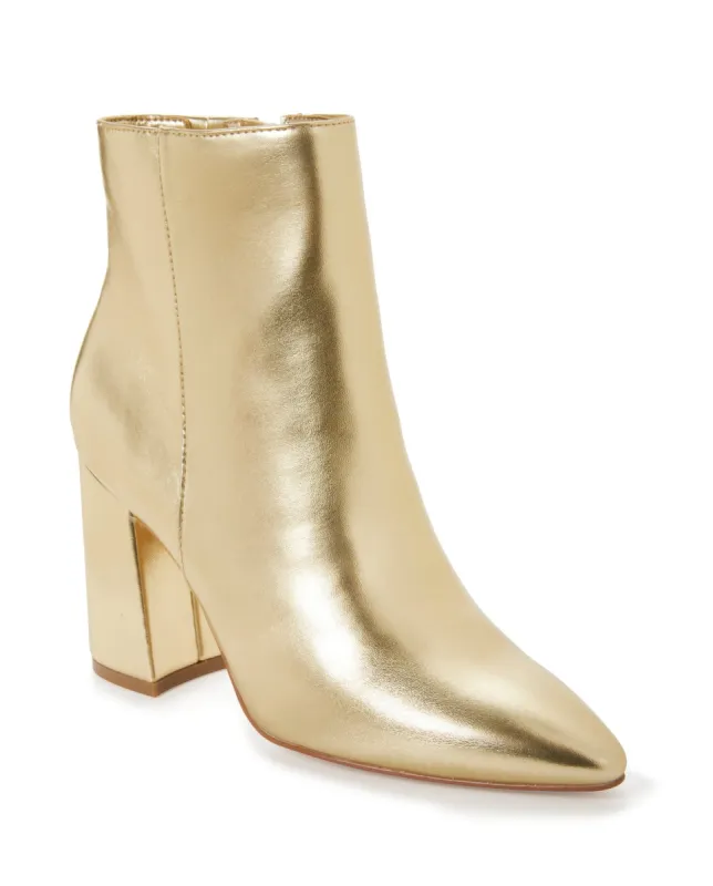 Metallic Pointed Toe Bootie Gold sold by Boston Proper