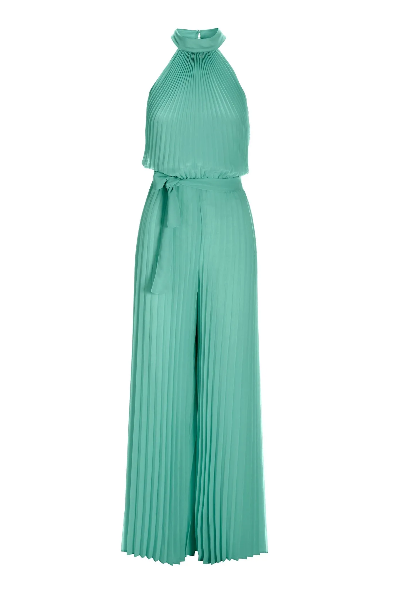 Pleated High-Neck Jumpsuit Blue Light sold by Boston Proper product image thumbnail 2