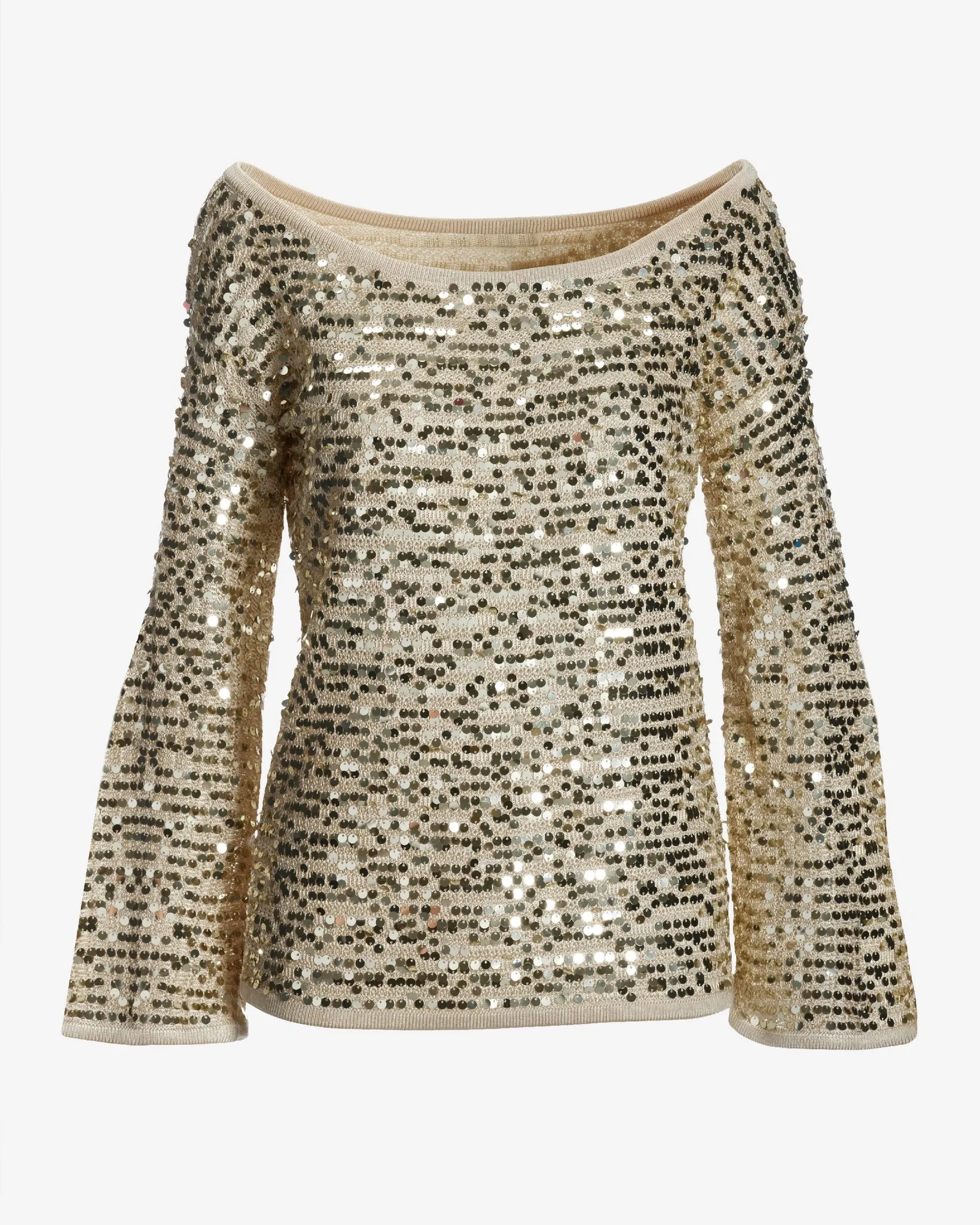 Sequin Slouchy Long Sleeve Champagne sold by Boston Proper product image thumbnail 2